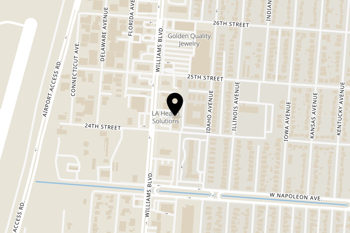 Map showing the location of Pita & Company on 2424 Williams Blvd in Kenner